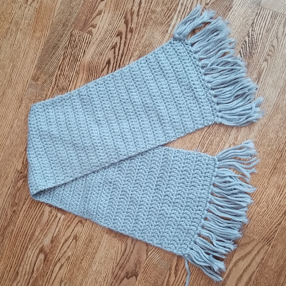 Thick Crochet Tassel Fringe Scarf Cozy Winter Neutral Wrap Warm Athleisure Gift